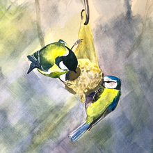 Load image into Gallery viewer, Tits Hanging Out in the Garden - Framed Painting