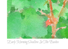 Load image into Gallery viewer, Early Morning Swallow in the Bushes