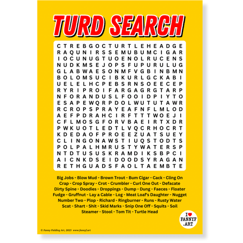 Rude Funny Bathroom Wall Art Toilet Humour Wordsearch