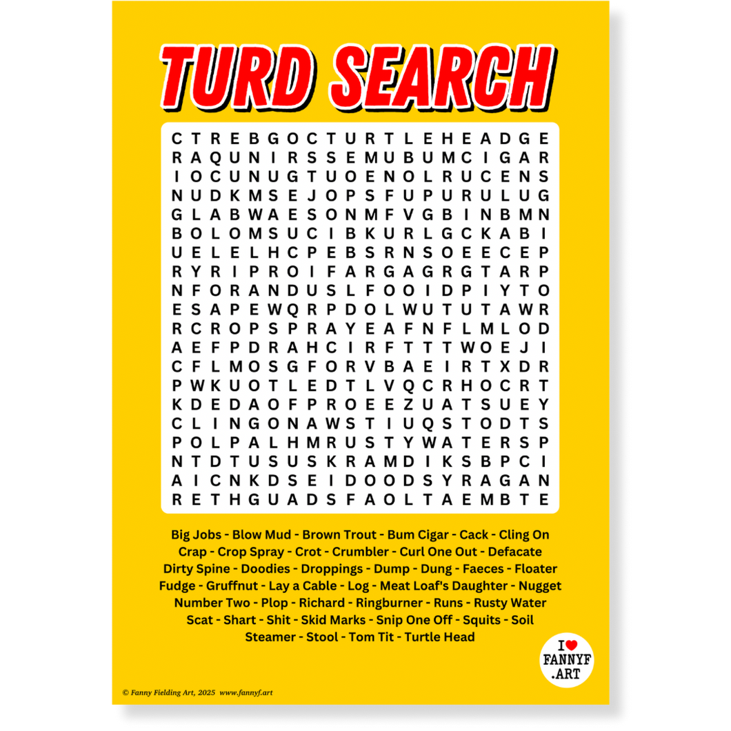 Rude Funny Bathroom Wall Art Toilet Humour Wordsearch